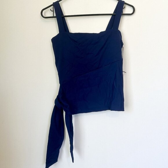 NWT Susana Monaco Navy Blue Wide Strap Tank Top with Side Tie - Small - Picture 4 of 7